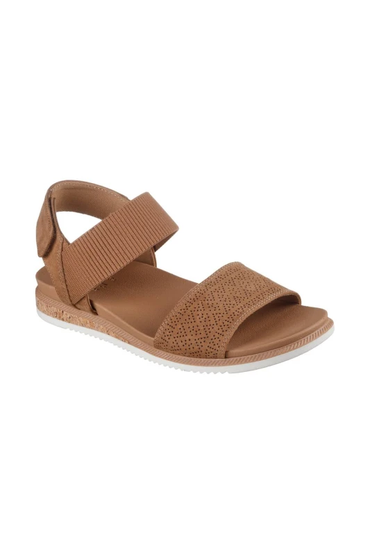 Image of Skechers Womens DESERT KISS LOW Microfiber Quarter Strap Sandal Chestnut Size: 6 Chestnut Female 6