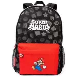 Image of Super Mario All-Over Print Backpack (One Size) (Black/Red)