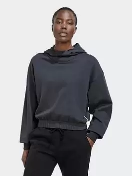 Image of adidas Studio Lounge Cropped Hoodie, Blue Size M Women