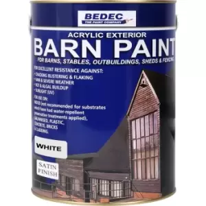 image of Bedec Barn Paint Satin 5L in White Plastic