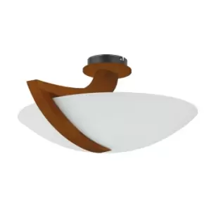 image of Vinci Bowl Semi Flush Ceiling Light Brown, 54cm, 3x E14