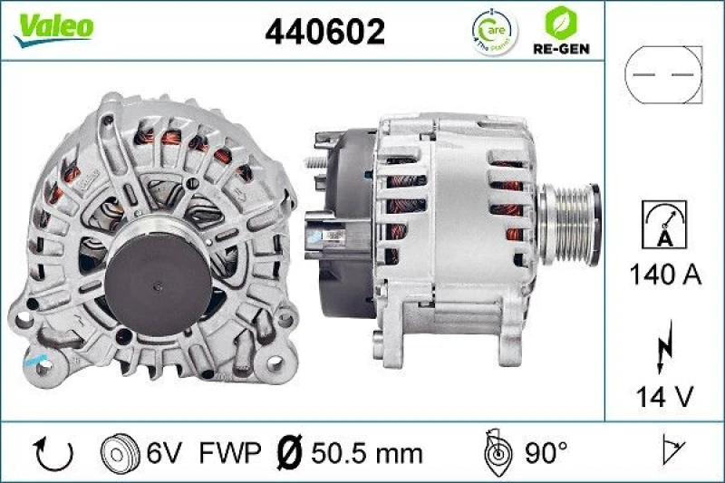 Image of VALEO 440602 Generator Alternator Charging Current: 140A, Voltage: 14V, REMANUFACTURED PREMIUM Alternator (4)