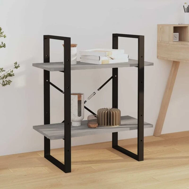 Image of Vidaxl 2-tier Book Cabinet Grey Sonoma 60X30X70 Cm Engineered Wood, Grey 821307