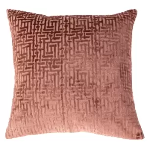 Image of Delphi Velvet Jacquard Cushion Blush, Blush / 45 x 45cm / Feather Filled