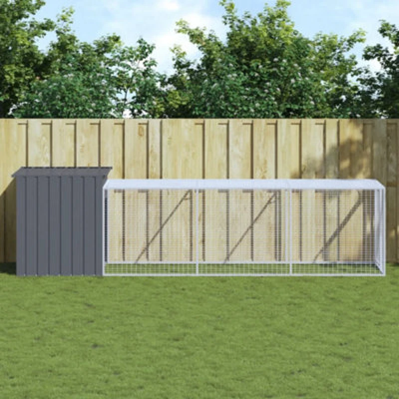 Image of VIDAXL Chicken Cage with Run Anthracite 110x405x110cm Galvanised Steel Vidaxl 8720845917043