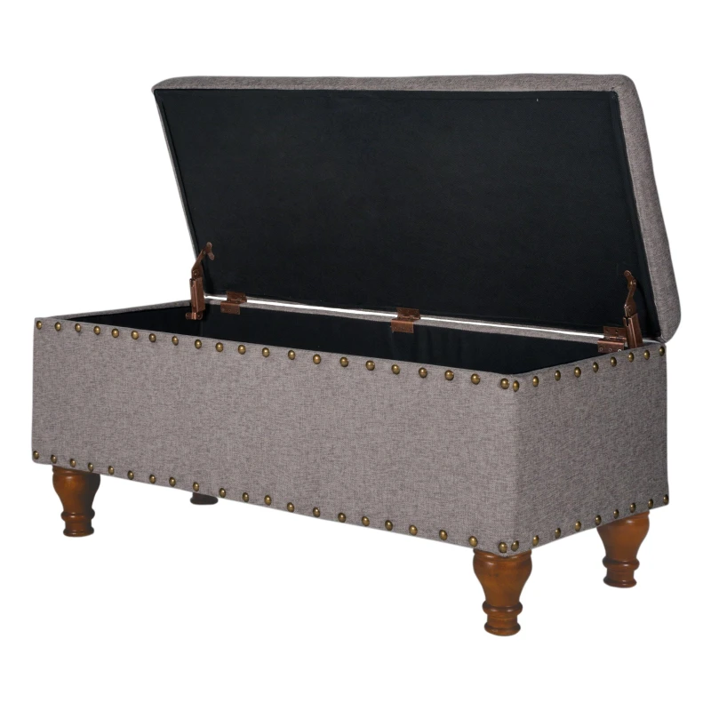 Image of Alan Symonds Chelsea Storage Ottoman Bench Grey/Brass unisex 106x45cm