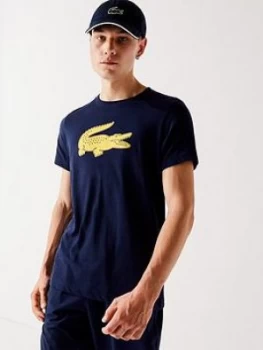 image of Lacoste Lacoste Sport Croc Print T-Shirt, Navy, Size 2XL, Men