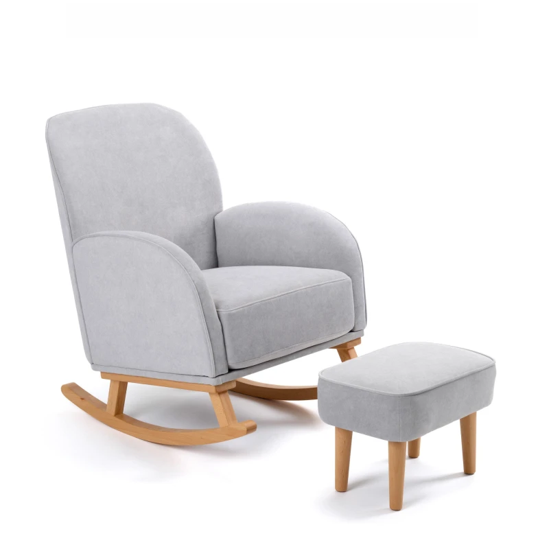 Image of Babymore Freya Nursing Chair With Stool - Grey 2670023