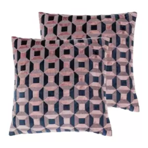 Image of Paoletti Empire Twin Pack Polyester Filled Cushions Blush/Navy