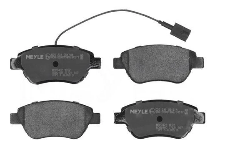 Image of MEYLE 025 237 0517/W Brake pad set Front Axle, incl. wear warning contact, Original Quality, with anti-squeak plate Brake Pad Set,disc brake (402)