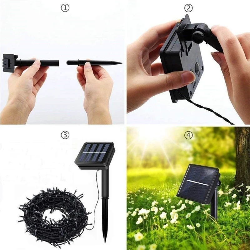 Image of Planet Solar Planet Solar 100 LED White Outdoor String Solar Powered Fairy Lights