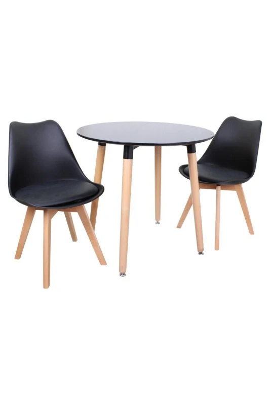 Image of Life Interiors Life Interiors 'Round Lorenzo' Dining Set with a Table and Chairs Set of 2 in Black One Size Unisex 5060926382500