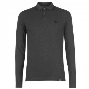 image of Pretty Green Barton Long Sleeve Polo Shirt - Grey