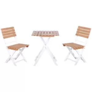 image of Outsunny 3pc Garden Bistro Set Folding Outdoor Chairs And Table Set Natural