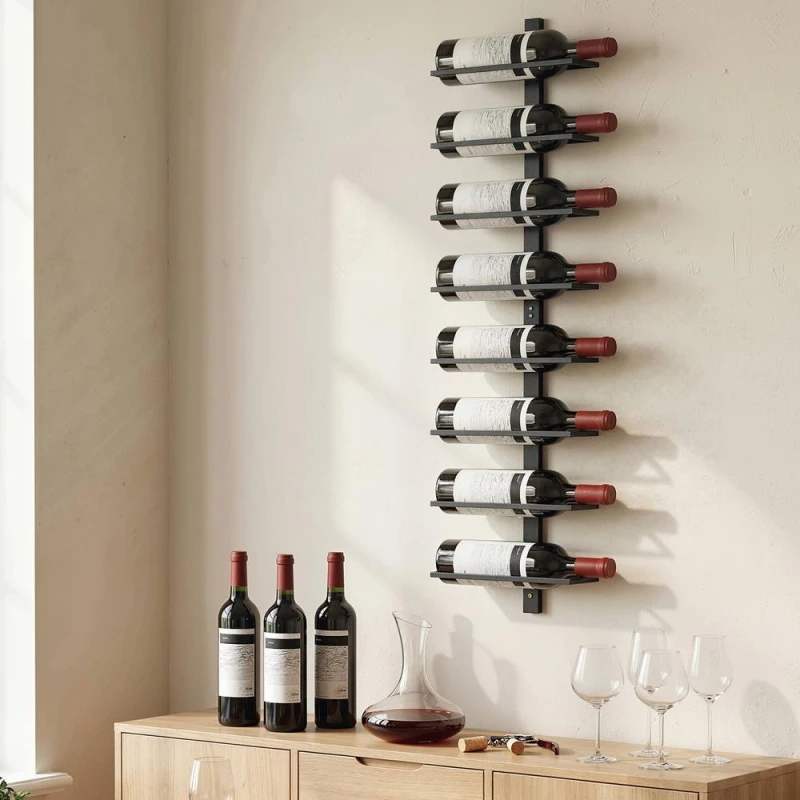 Image of HOMCOM Wall Mount Wine Rack for 8 Wine Bottles, Black Unisex