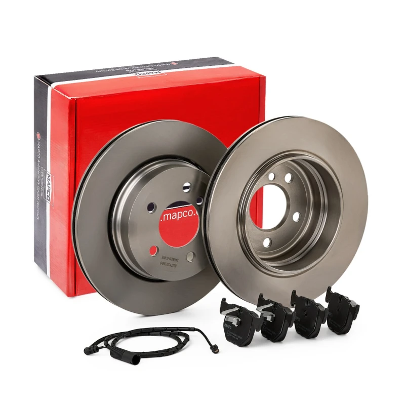 Image of MAPCO 47788 Brake disc and pads set Rear Axle, Brake Disc Type: Vented, incl. wear warning contact, with anti-squeak plate Brake Set,disc brakes (340