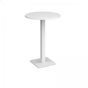 Image of Brescia circular poseur table with flat square white base 800mm -
