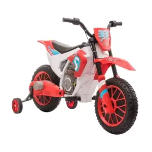 image of HOMCOM 12V Kids Electric Motorcycle Ride-On, with Training Wheels, for Ages 3-6 Years - Red