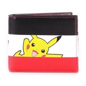 Image of Pokemon - Pikachu Striped Tri Colour All-Over Print Bi-fold Male Wallet (Multi-colour)