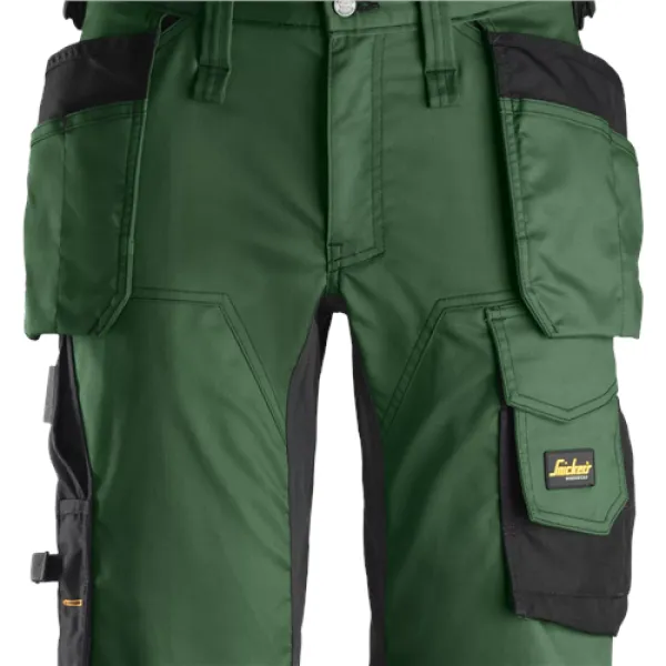 Image of Snickers AllroundWork Stretch Shorts Holster Pockets - Forest Green/Black - 44