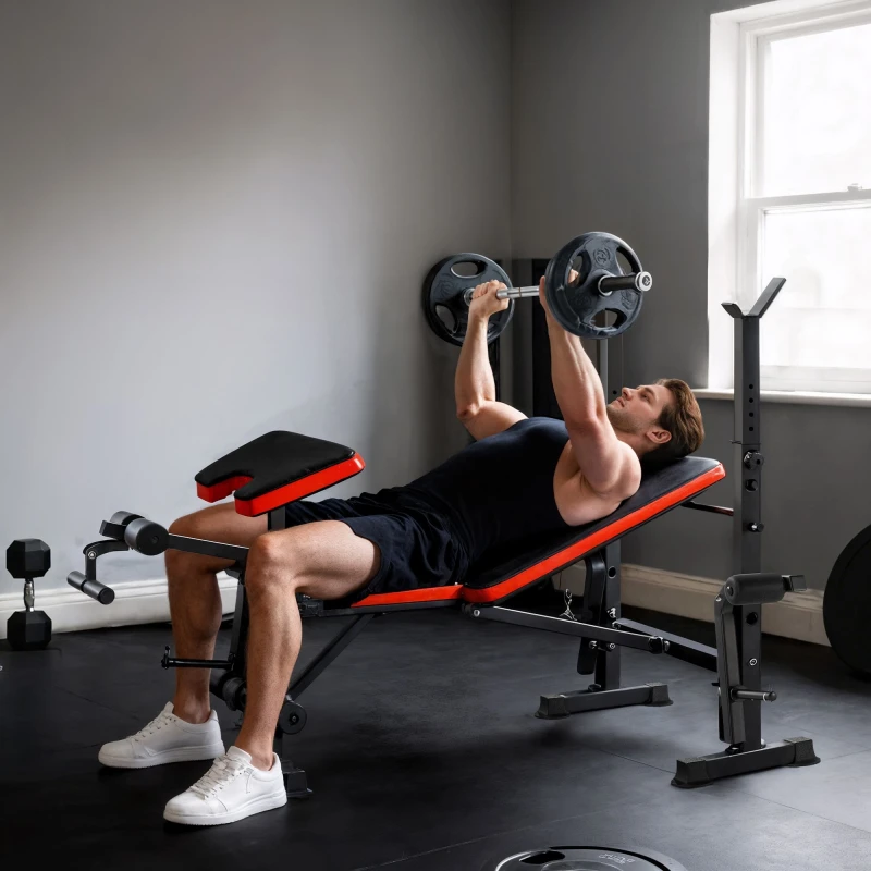 Image of HOMCOM Multi-Function Adjustable Weight Training Bench Gym Fitness Lifting Bench Black