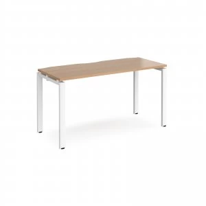 image of Adapt II Single Desk 1400mm x 600mm - White Frame Beech top