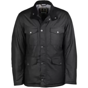 Image of Barbour Mens Bainbridge Wax Jacket Black/Grey Stone Tartan Large