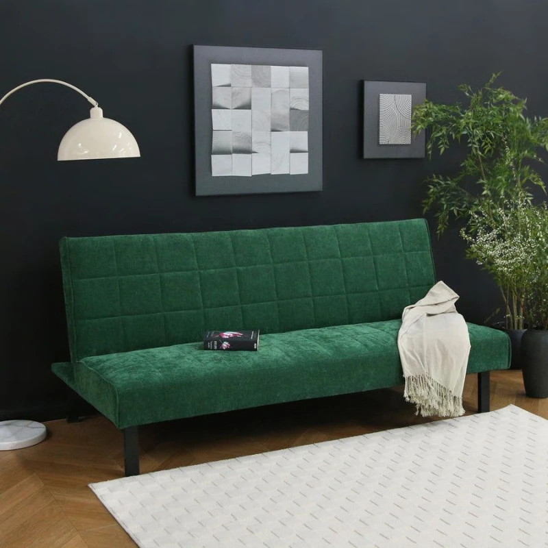 Image of Home Garden Direct Vittoria - Click Clack Sofa Bed in Premium Textured Linen 3 Seater in Green Green Unisex 3 Seater