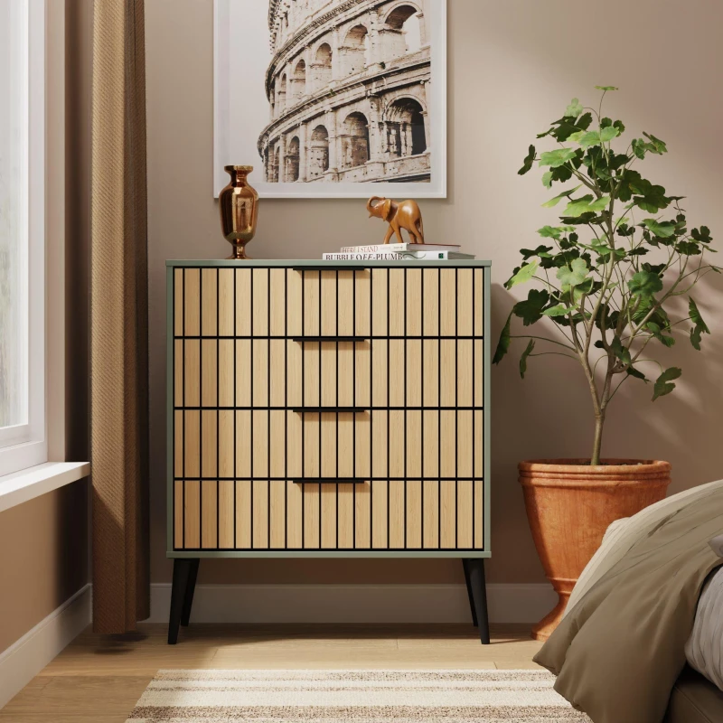 Image of Welcome Furniture Fiji 4 Drawer Chest - Ready Assembled Slatted Oak & R unisex Medium