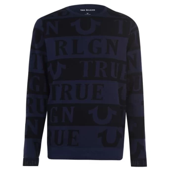 image of True Religion AOP Crew Sweatshirt - Blue