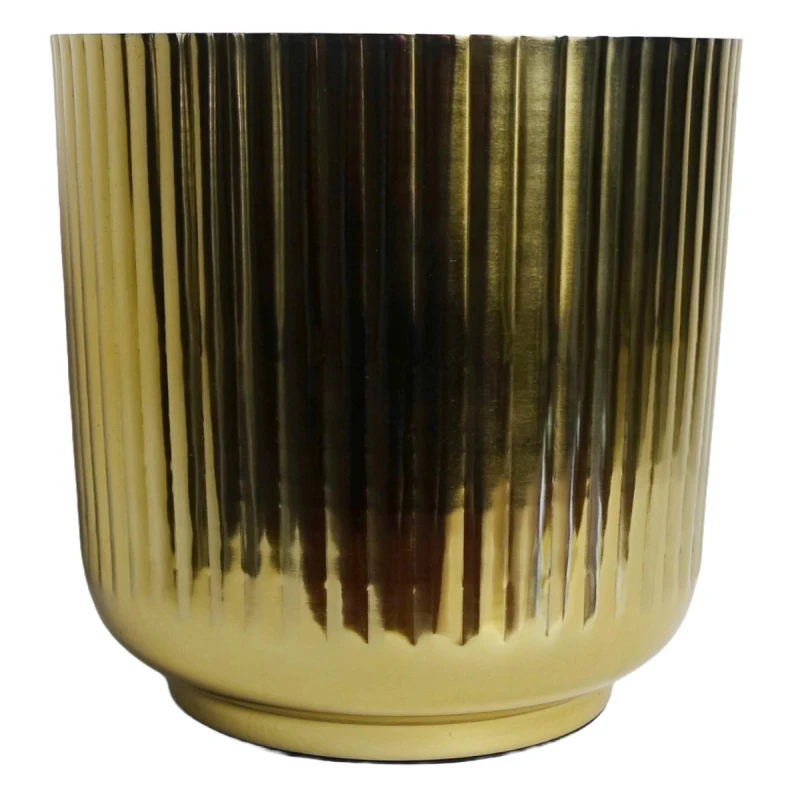 Image of N/A 20cm Gold Fluted Metal Planter by Leaf