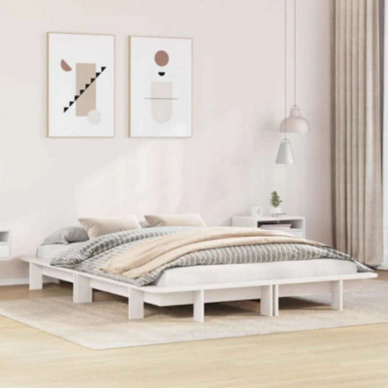Image of VIDAXL Vidaxl - Bed Frame without Mattress White 150x200cm King Size Solid Wood Pine 850657