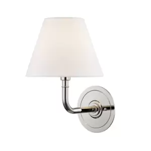 image of Signature No. 1 1 Light Wall Sconce Polished Nickel, Linen