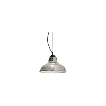 Image of Ideal Lux Lighting - Ideal Lux Bistro' - 1 Light Dome Ceiling Pendant Black, Smokey Grey, Glass Plate, E27