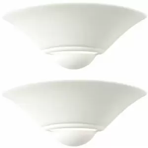 image of Loops - 2 pack Dimmable LED Wall Light Unglazed Ceramic Shell Dome Fitting Lounge Lamp