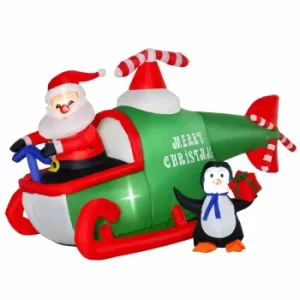 image of Inflatable Light Up Santa and Penguin Helicopter 120cm, Red