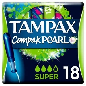 Image of Tampax Compak Pearl Super Applicator Tampons Single 18PK