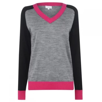 image of Linea Merino V Neck Jumper - Colour Block