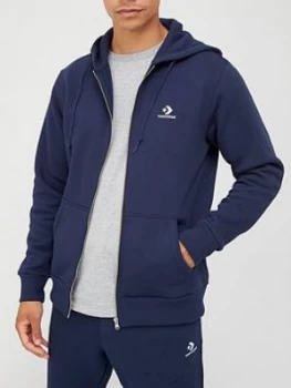 Image of Converse Embroidered Star Chevron Full Zip Hoodie - Navy, Obsidian, Size S, Men