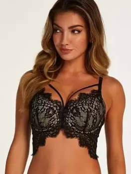 Image of Hunkemoller Marilee Padded Longline Bra, Black, Size 34A, Women