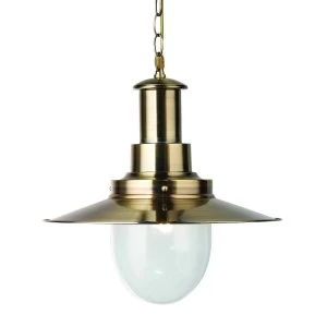 Image of 1 Light Dome Ceiling Pendant Antique Brass, Seeded Glass, E27