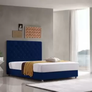 Image of Marina Upholstered Beds - Plush Velvet, Small Double Size Frame, Blue - Blue