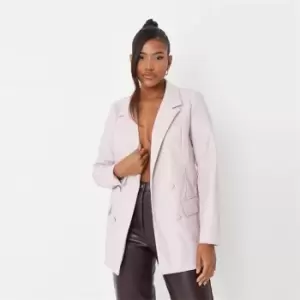 image of Missguided Premium Faux Leather Blazer - Purple