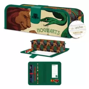 Image of Harry Potter Intricate Houses Pencil Case Set (Pack of 7) (One Size) (Green/Cream)