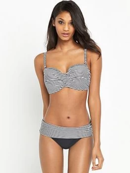 image of Panache Anya Stripe Bandeau Bikini Top - Black/White, Size 30Dd, Women