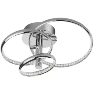 Image of Merano - Churchill Integrated LED Semi Flush Light Chrome Aluminium, Crystal Adjustable LED 30W 1560Lm 3000K
