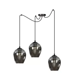 Image of Level Black Glass Dome Cluster Pendant Ceiling Light with Graphite Glass Shades, 3x E27