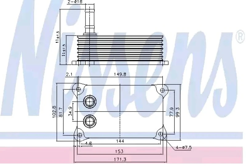 Image of NISSENS 90698 Oil Cooler ** FIRST FIT ** with gaskets/seals, without filter Aluminium Oil Cooler,engine oil (469)
