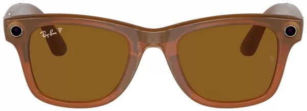 image of Ray-Ban Meta Wayfarer - Shiny Caramel Transparent, Brown