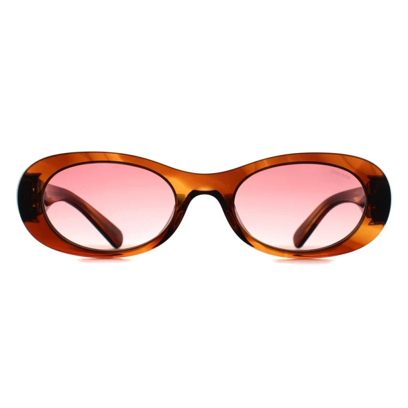 Image of Miu Miu Miu Miu Women Oval Striped Tobacco Etruscan Pink Gradient MU06ZS in Brown Brown One Size Female 8056262578810